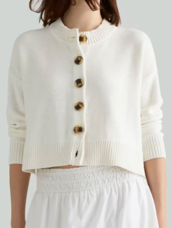 Quince Sweaters - Quince 100% Organic Cotton Cropped Cardigan Ivory XL NWT